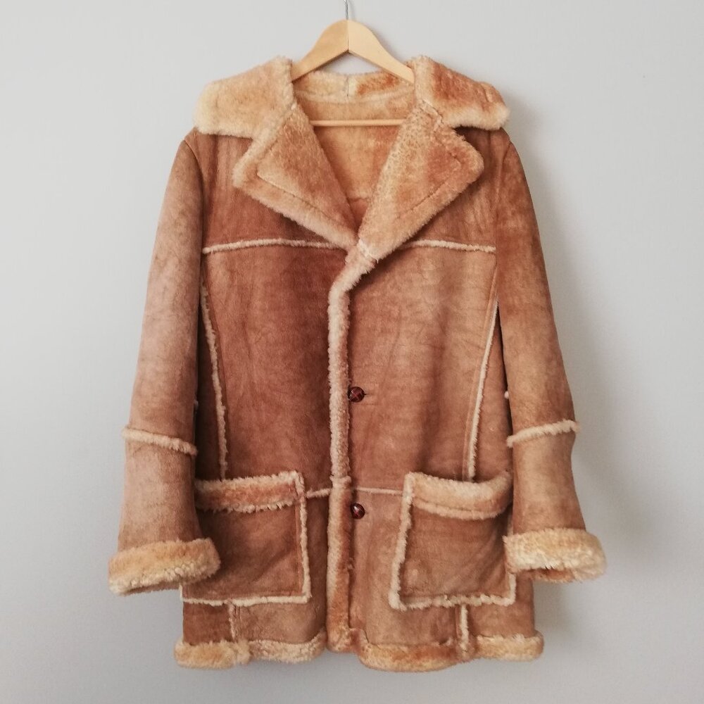Vintage Genuine Sheepskin Shearling Coat – Made in Canada by Regency Mfg MED